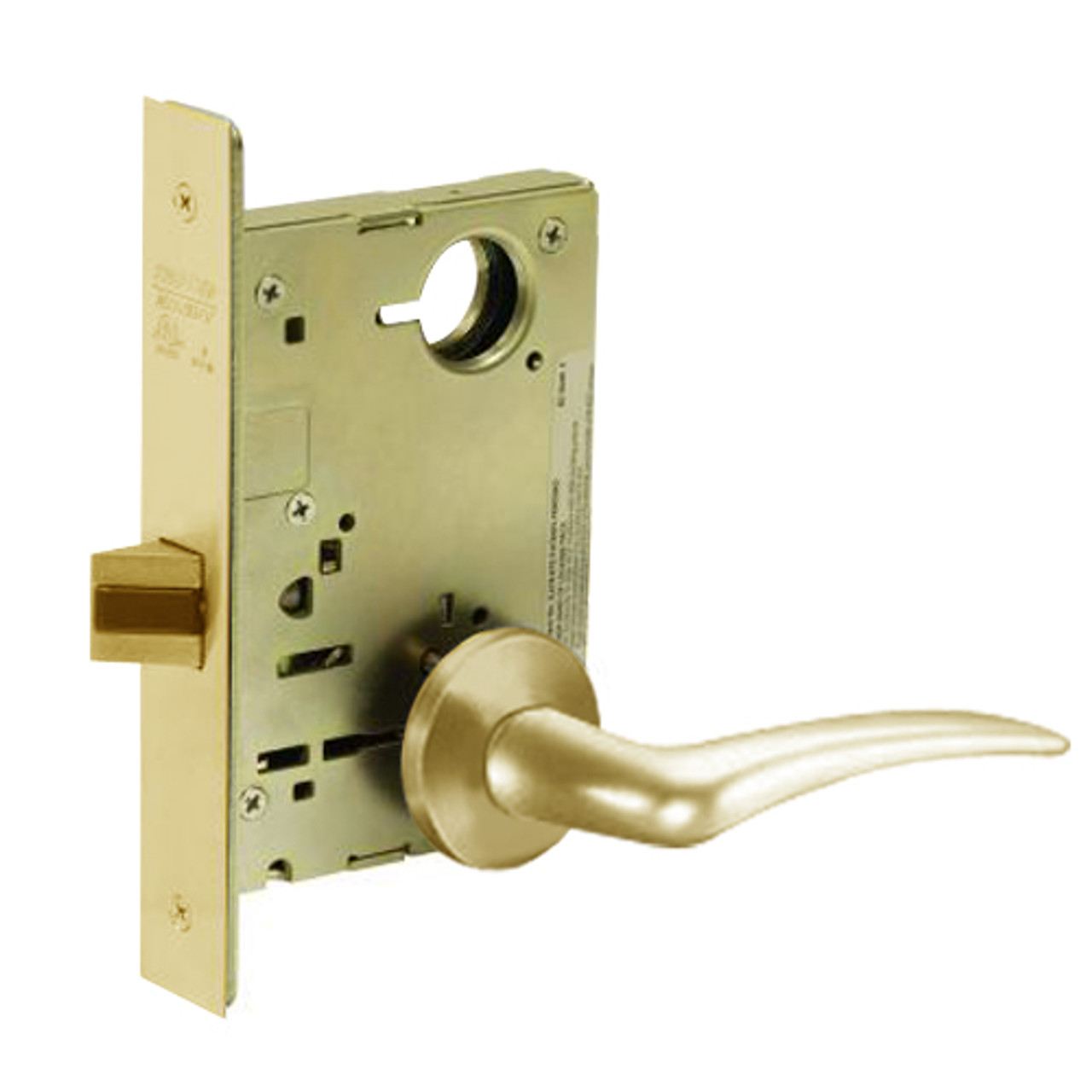 8215-LNA-03-LH Sargent 8200 Series Passage or Closet Mortise Lock with LNA Lever Trim in Bright Brass