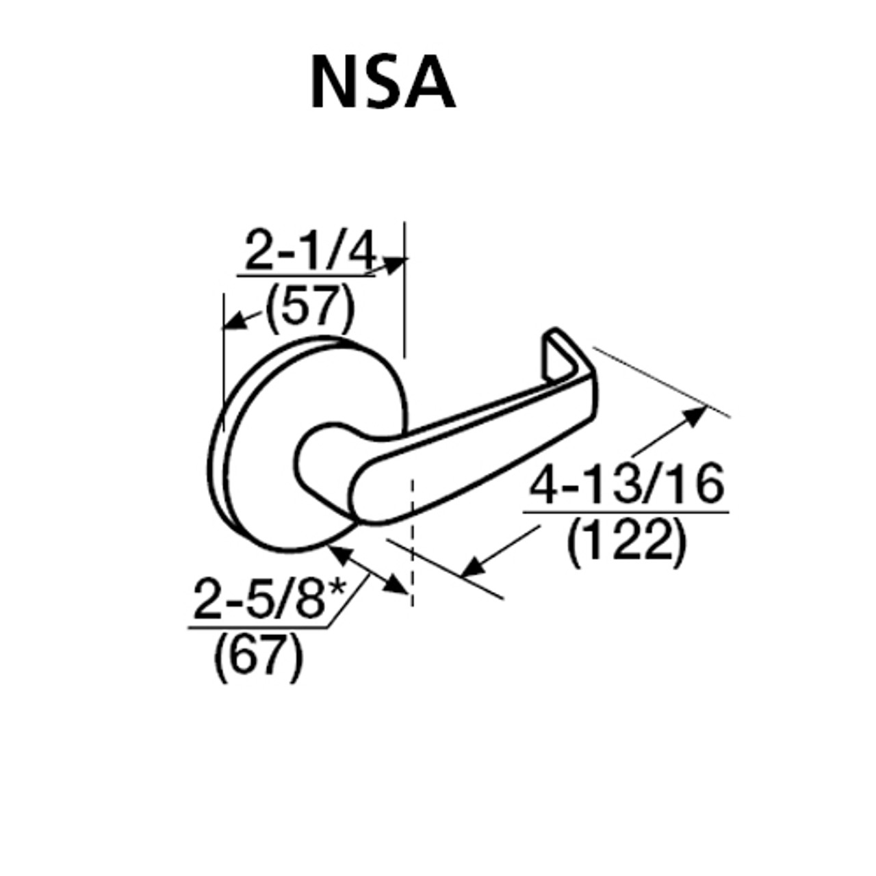 ML2030-NSA-618 Corbin Russwin ML2000 Series Mortise Privacy Locksets with Newport Lever in Bright Nickel