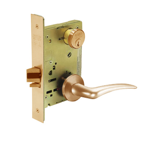 8255-LNA-10-RH Sargent 8200 Series Office or Entry Mortise Lock with LNA Lever Trim in Satin Bronze