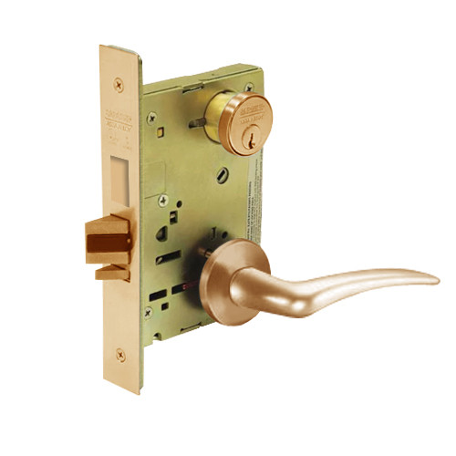 8251-LNA-10-RH Sargent 8200 Series Storeroom Deadbolt Mortise Lock with LNA Lever Trim and Deadbolt in Dull Bronze