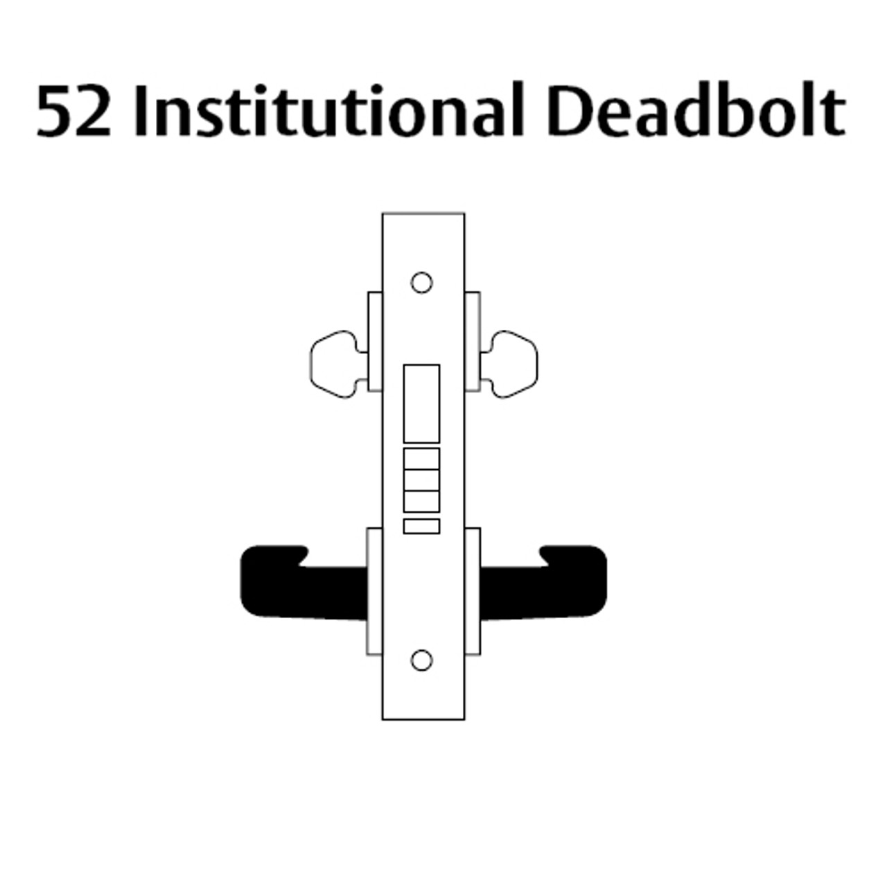8252-LNA-26-RH Sargent 8200 Series Institutional Mortise Lock with LNA Lever Trim and Deadbolt in Bright Chrome