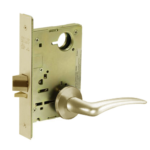 8213-LNA-04-RH Sargent 8200 Series Communication or Exit Mortise Lock with LNA Lever Trim in Satin Brass