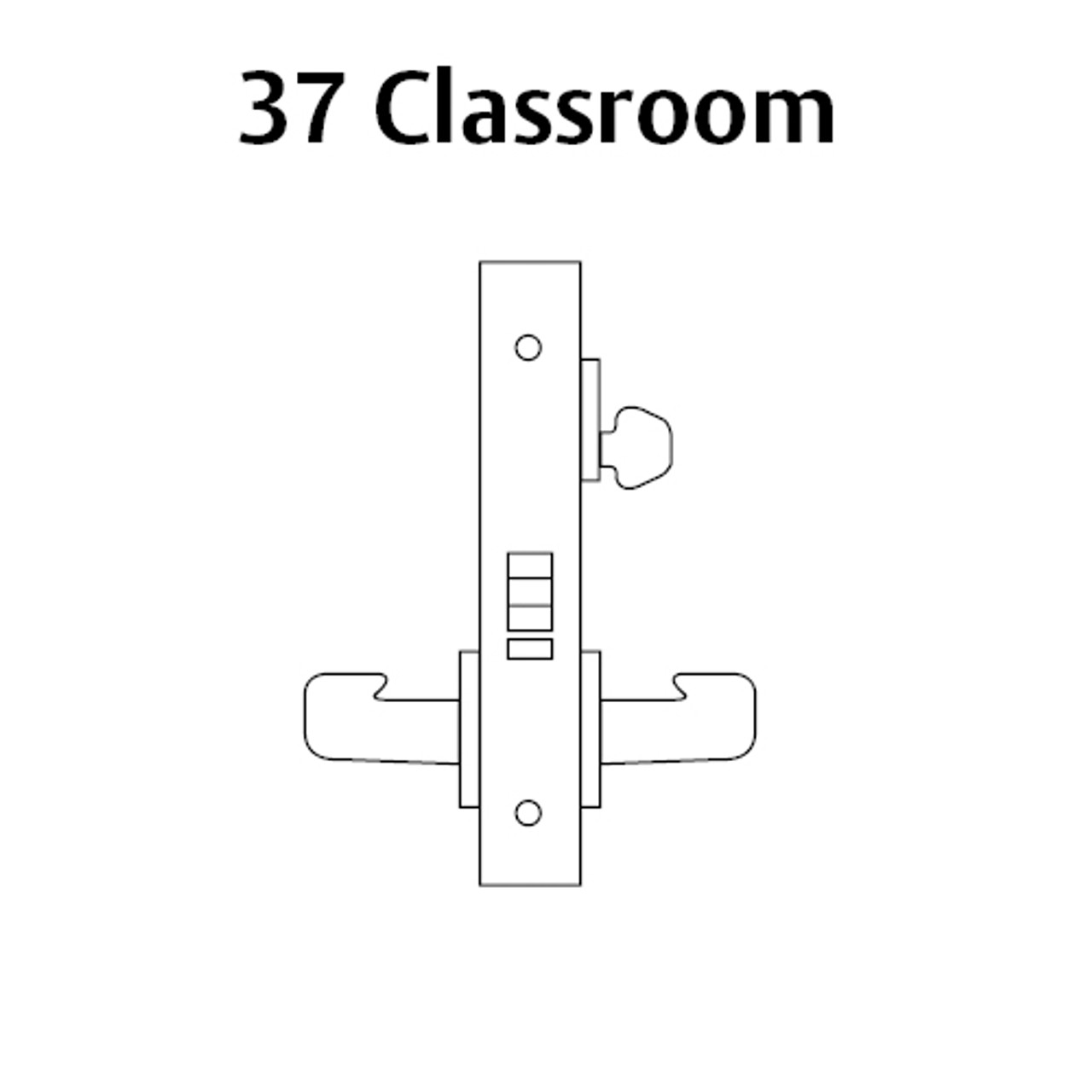 LC-8237-LNA-26-LH Sargent 8200 Series Classroom Mortise Lock with LNA Lever Trim Less Cylinder in Bright Chrome