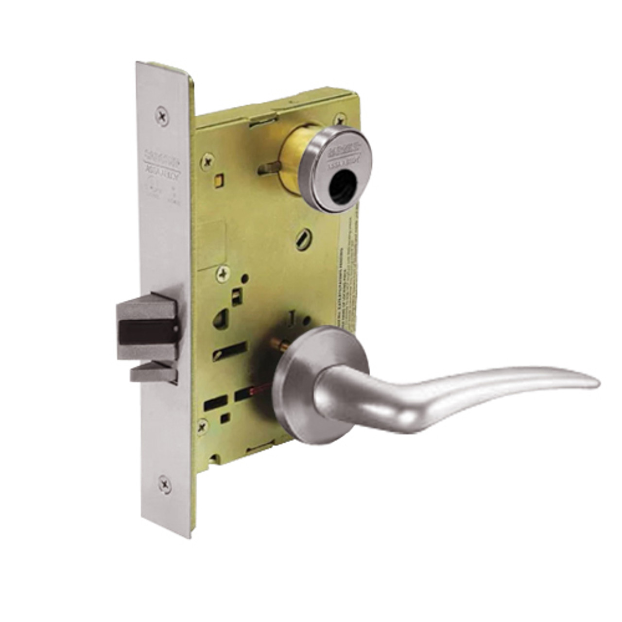 LC-8255-LNA-32D-LH Sargent 8200 Series Office or Entry Mortise Lock with LNA Lever Trim Less Cylinder in Satin Stainless Steel