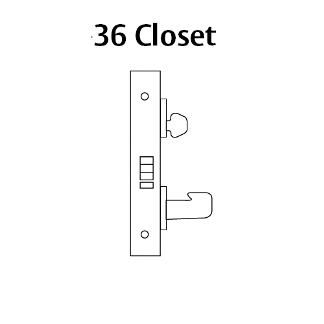 LC-8236-LNA-26-RH Sargent 8200 Series Closet Mortise Lock with LNA Lever Trim Less Cylinder in Bright Chrome