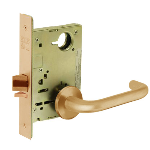 8213-LNJ-10 Sargent 8200 Series Communication or Exit Mortise Lock with LNJ Lever Trim in Satin Bronze