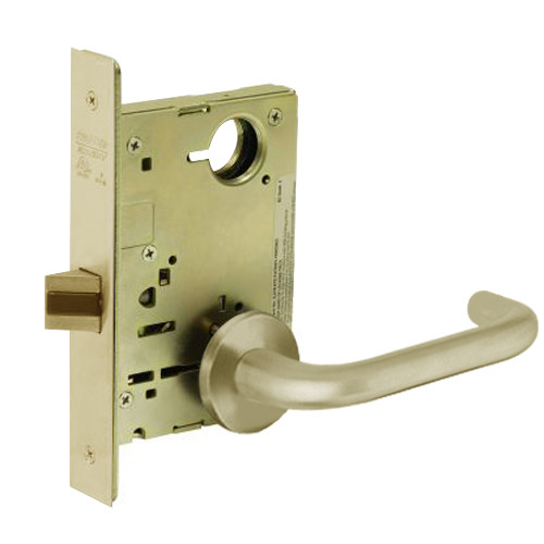 8215-LNJ-04 Sargent 8200 Series Passage or Closet Mortise Lock with LNJ Lever Trim in Satin Brass
