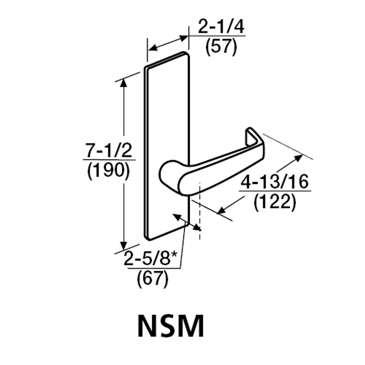 ML2010-NSM-618 Corbin Russwin ML2000 Series Mortise Passage Locksets with Newport Lever in Bright Nickel