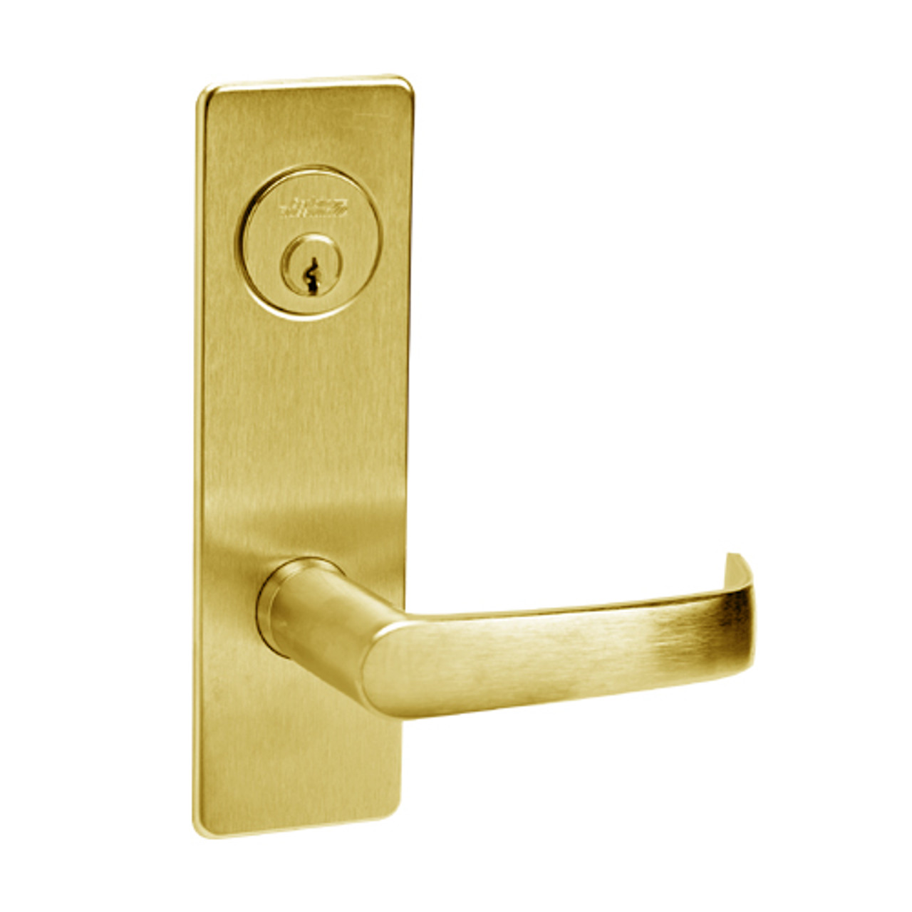 ML2058-NSM-605 Corbin Russwin ML2000 Series Mortise Entrance Holdback Locksets with Newport Lever in Bright Brass