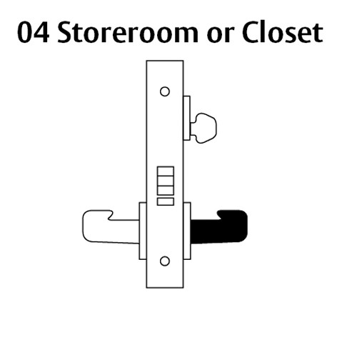 LC-8204-LNJ-26D Sargent 8200 Series Storeroom or Closet Mortise Lock with LNJ Lever Trim Less Cylinder in Satin Chrome