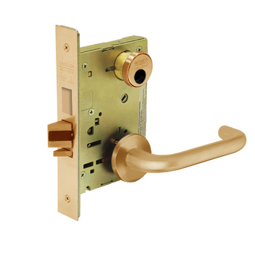 LC-8246-LNJ-10 Sargent 8200 Series Dormitory or Exit Mortise Lock with LNJ Lever Trim Less Cylinder in Dull Bronze
