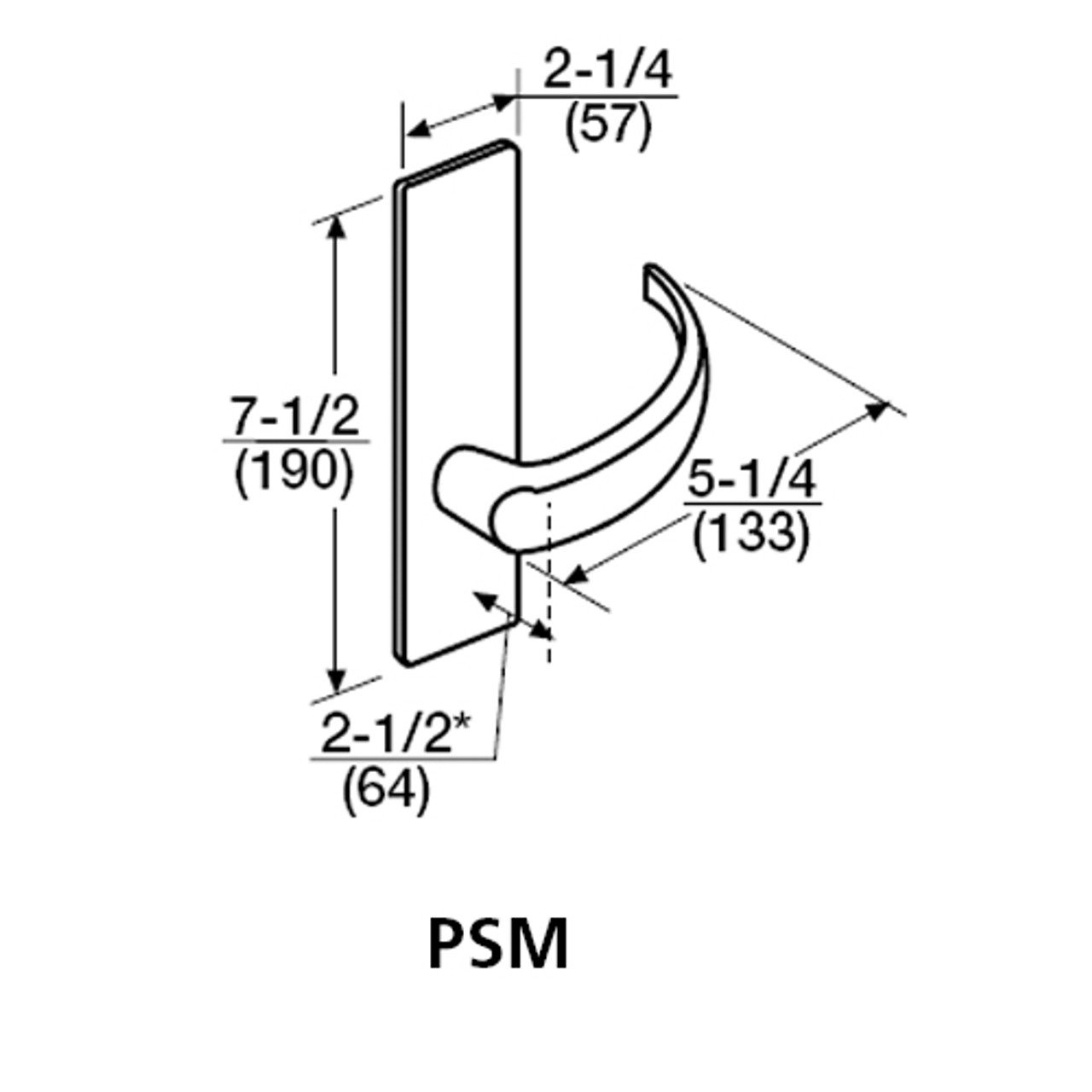 ML2010-PSM-625 Corbin Russwin ML2000 Series Mortise Passage Locksets with Princeton Lever in Bright Chrome