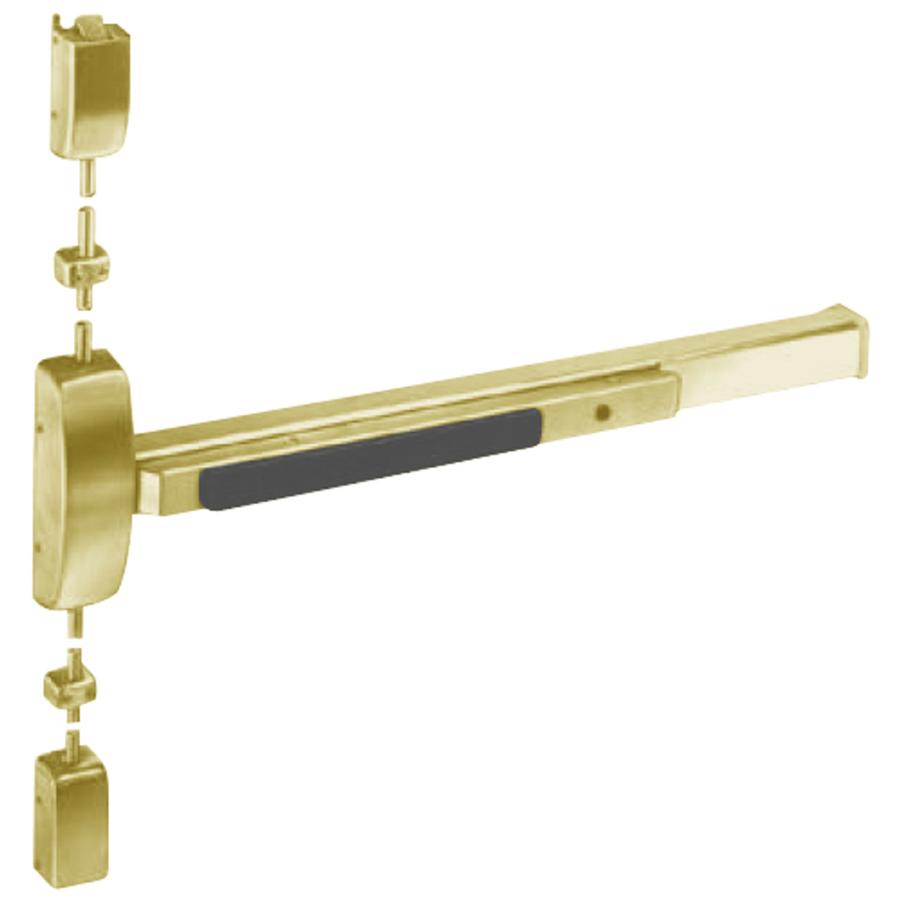 8710E-LHR-03 Sargent 80 Series Exit Only Surface Vertical Rod Exit Device in Bright Brass