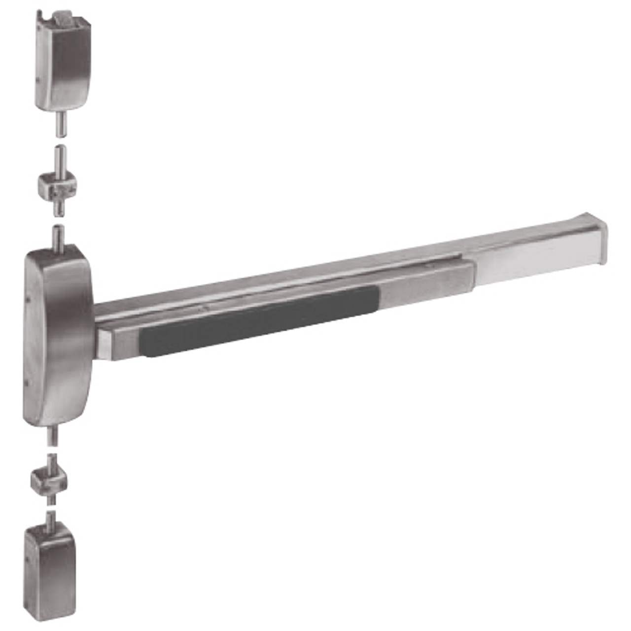 12-8710J-RHR-32D Sargent 80 Series Exit Only Fire Rated Surface Vertical Rod Exit Device in Satin Stainless Steel