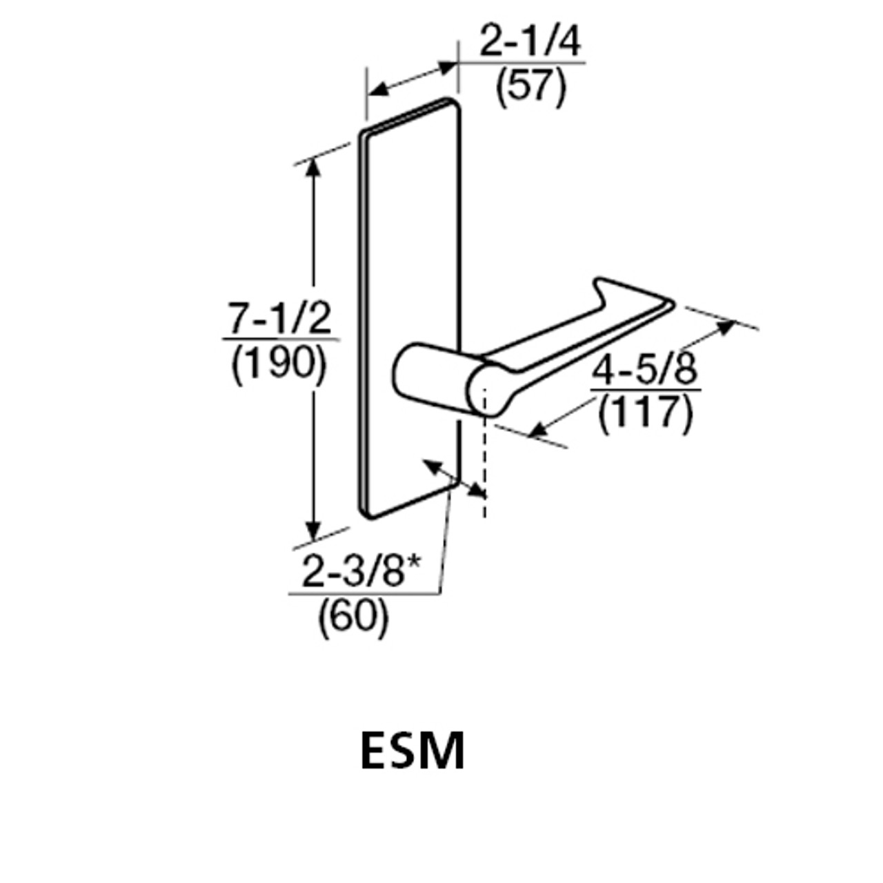 ML2050-ESM-605-LH Corbin Russwin ML2000 Series Mortise Half Dummy Locksets with Essex Lever in Bright Brass