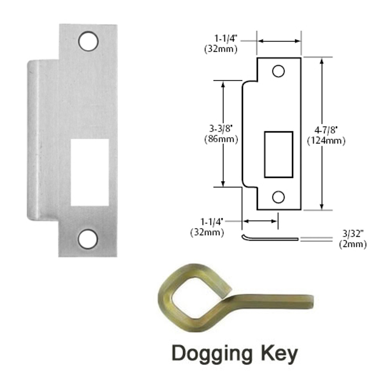 12-8910E-LHR-04 Sargent 80 Series Exit Only Fire Rated Mortise Lock Exit Device in Satin Brass