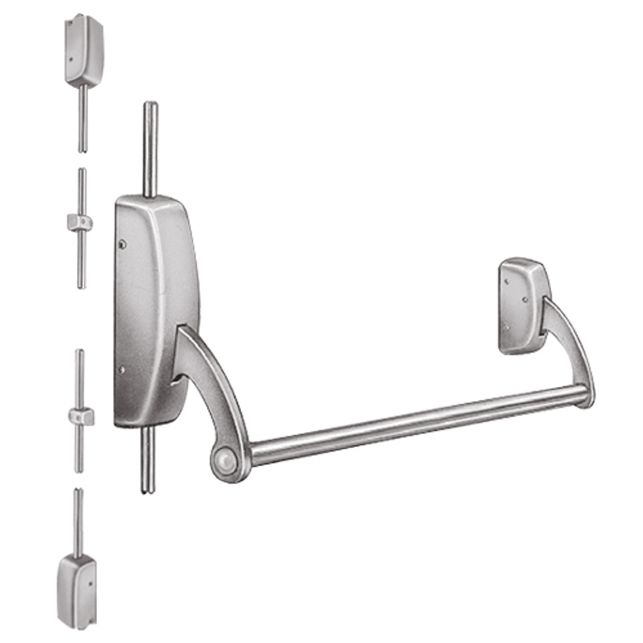 9710-LHR-32D Sargent 90 Series Exit Only Surface Vertical Rod Exit Device in Satin Stainless Steel