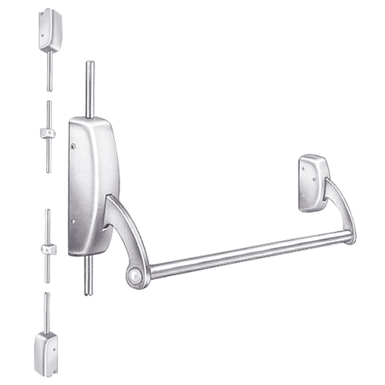 12-9710-LHR-32 Sargent 90 Series Exit Only Fire Rated Surface Vertical Rod Exit Device in Brass