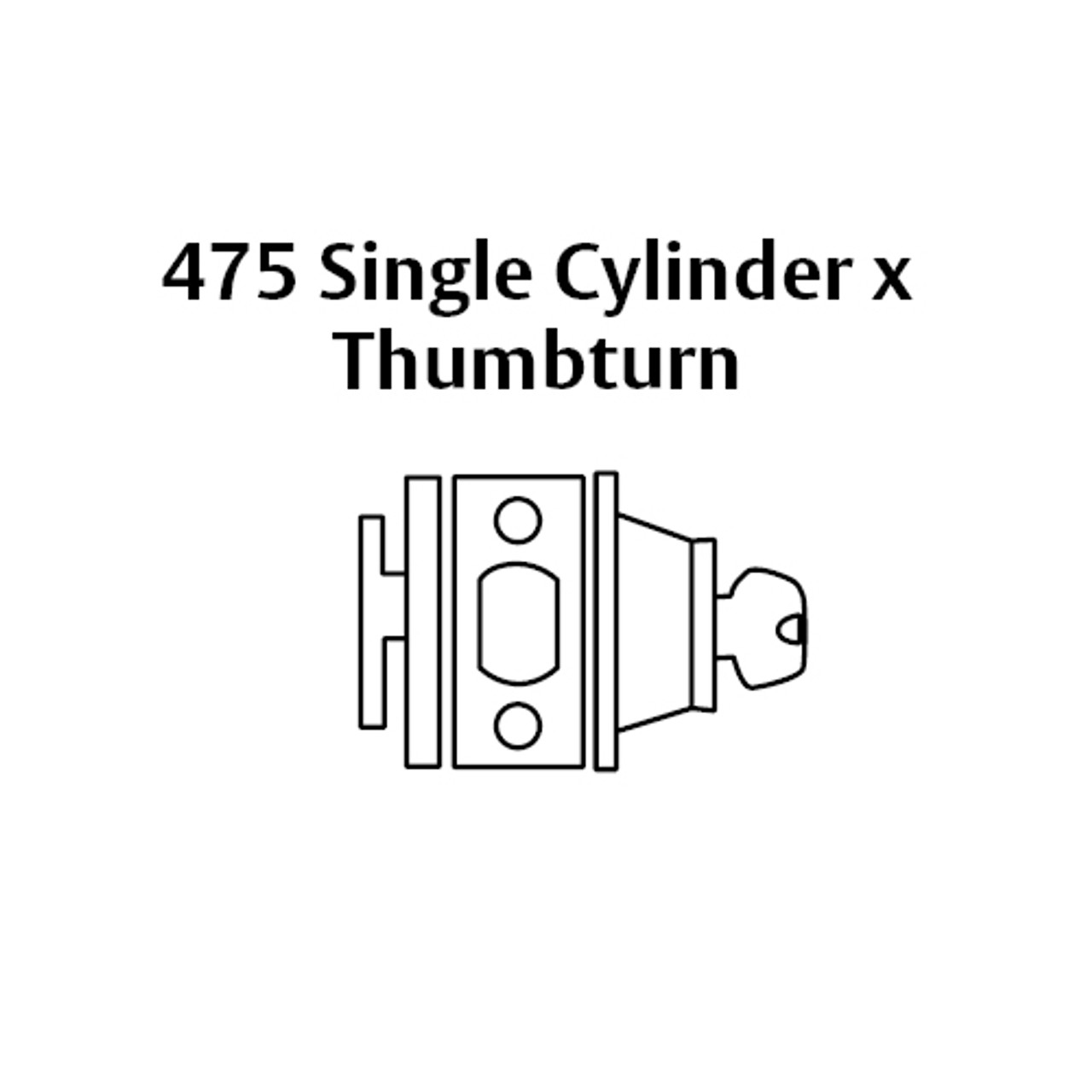 475-26D Sargent 470 Series Single Cylinder Auxiliary Deadbolt Lock with Thumbturn in Satin Chrome