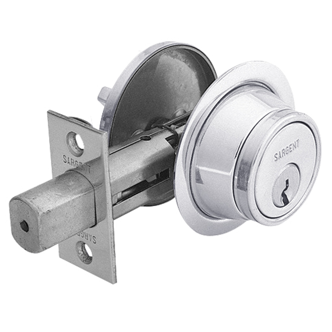 28-475-26 Sargent 470 Series Single Cylinder Auxiliary Deadbolt Lock with Thumbturn in Bright Chrome