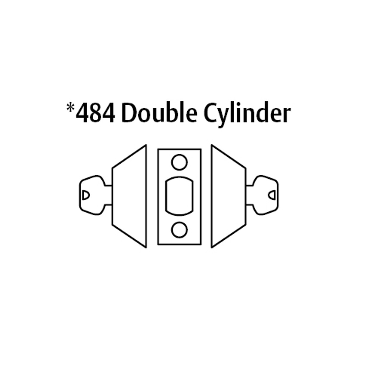 484-26 Sargent 480 Series Double Cylinder Auxiliary Deadbolt Lock in Bright Chrome