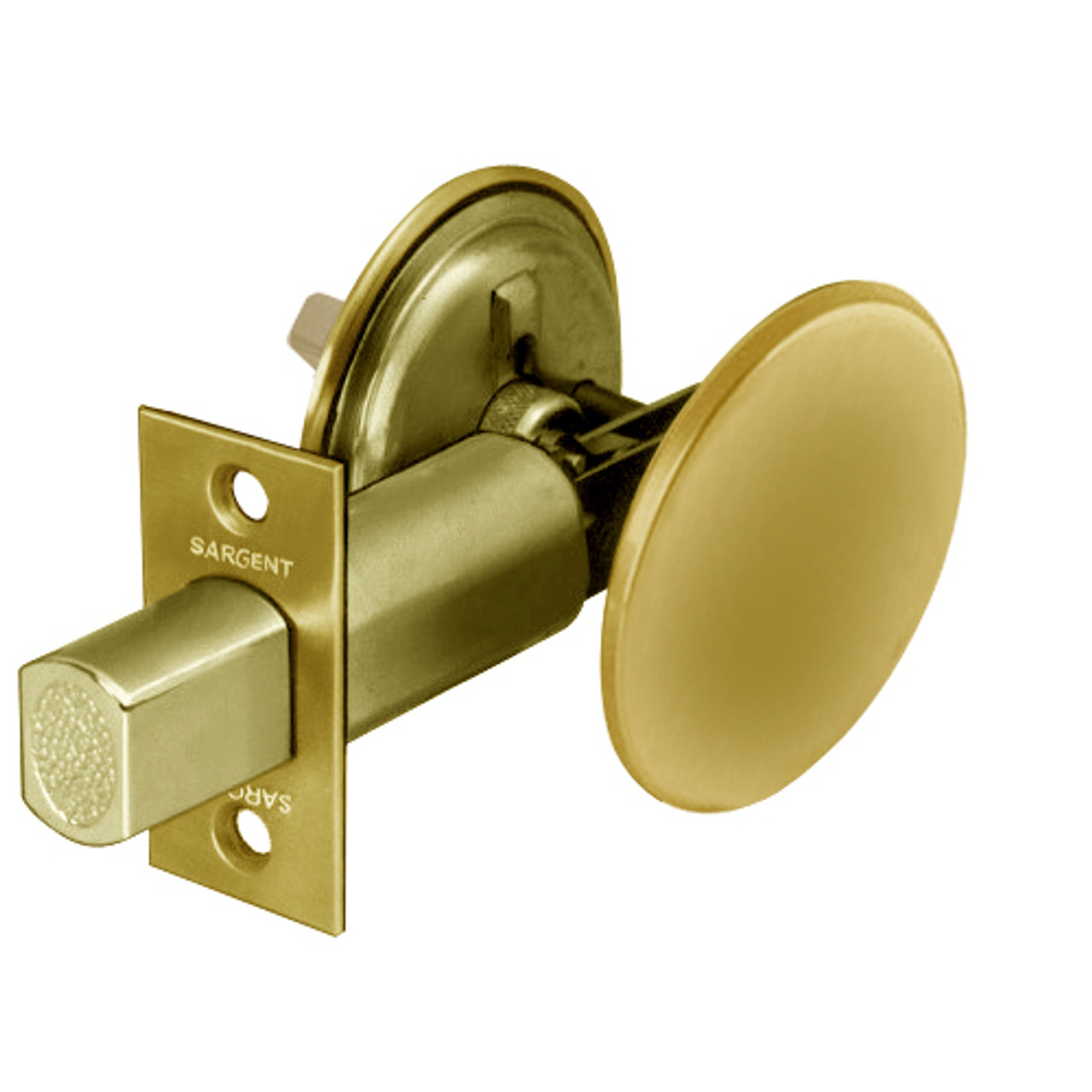 489-03 Sargent 480 Series Thumbturn Auxiliary Deadbolt Lock with Blank Plate in Bright Brass