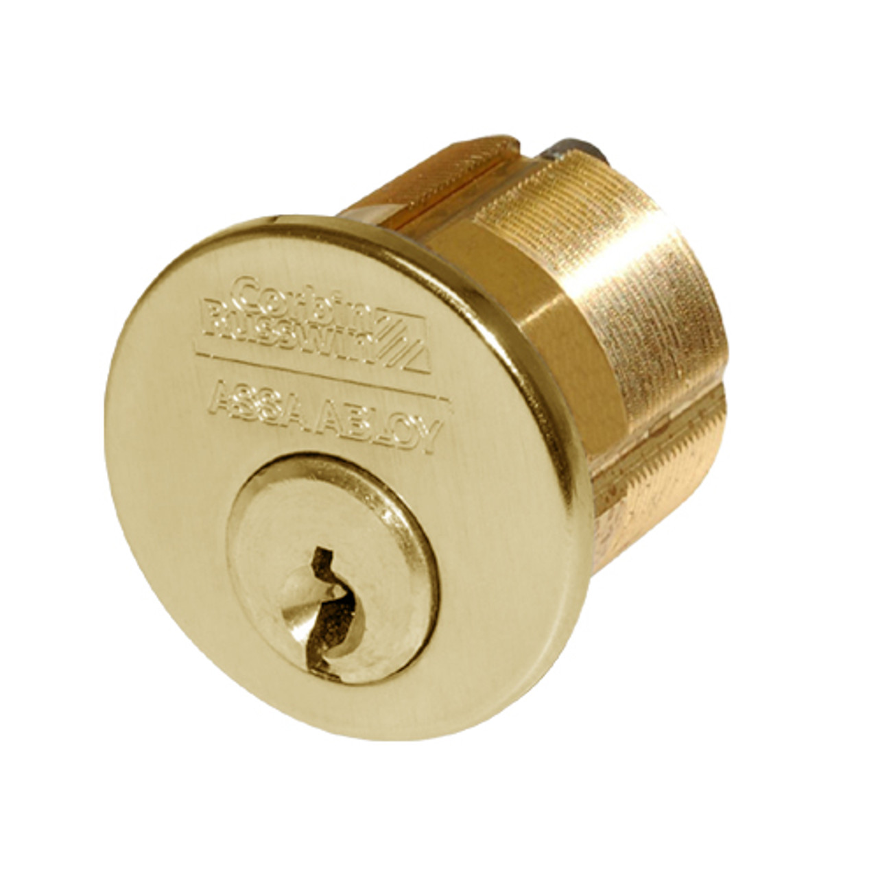 CR1000-114-A04-6-D1-605 Corbin Conventional Mortise Cylinder for Mortise Lock and DL3000 Deadlocks with DL4000 Deadlock Cam in Bright Brass Finish