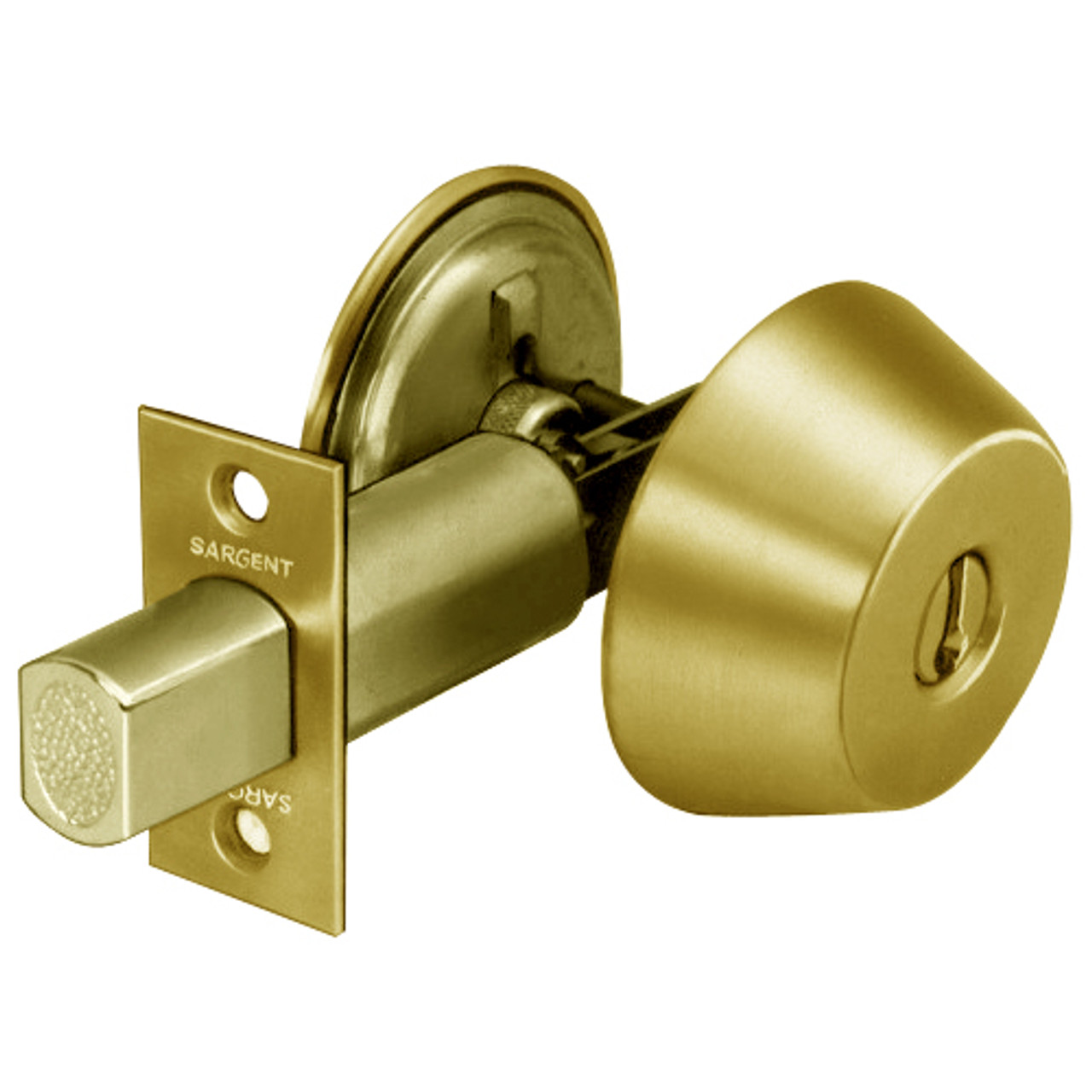 28-486-03 Sargent 480 Series Single Cylinder Auxiliary Deadbolt Lock with Blank Plate in Bright Brass