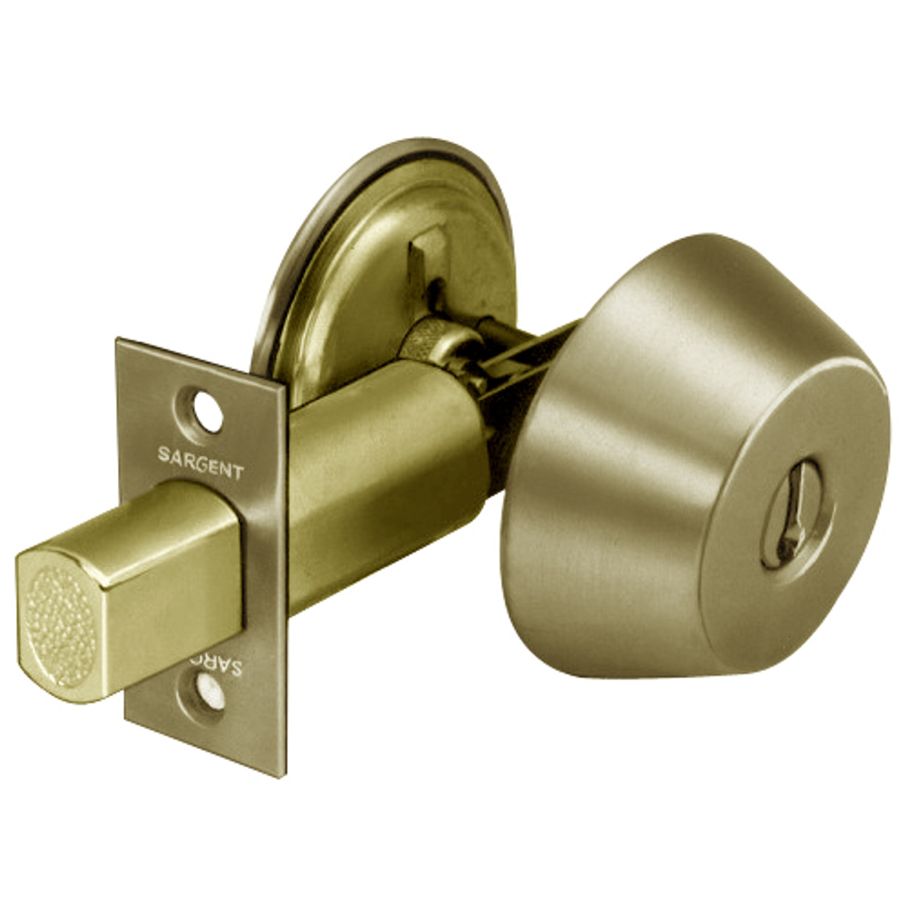 28-486-04 Sargent 480 Series Single Cylinder Auxiliary Deadbolt Lock with Blank Plate in Satin Brass