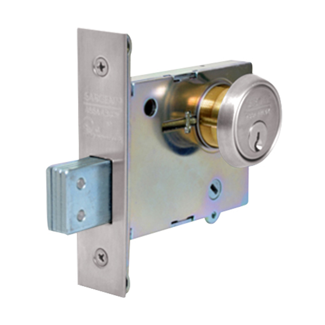 4875-32 Sargent 4870 Series Single Cylinder Mortise Deadlock with Turn Lever in Bright Stainless Steel