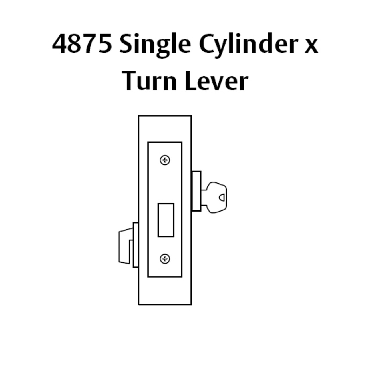 4875-32D Sargent 4870 Series Single Cylinder Mortise Deadlock with Turn Lever in Satin Stainless Steel