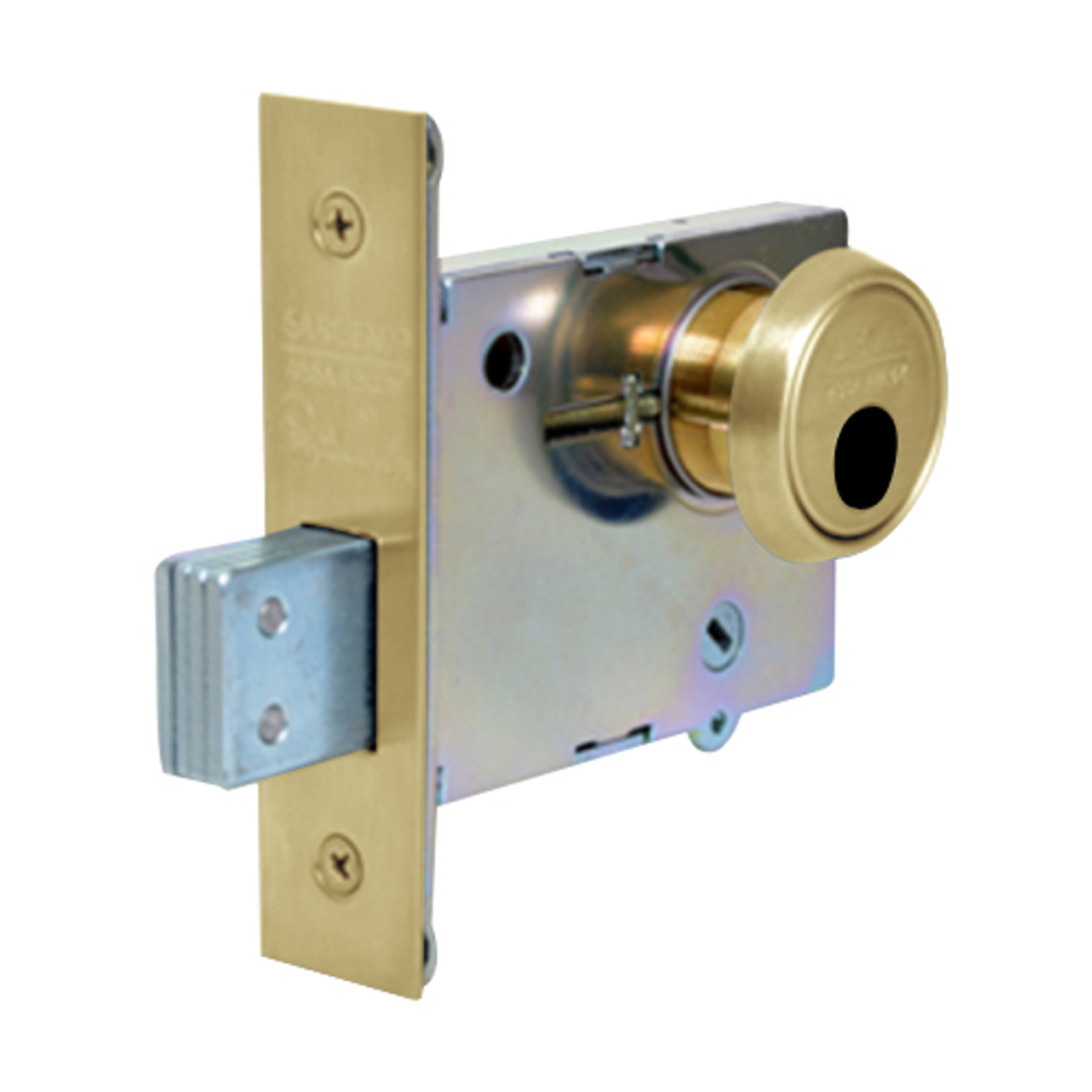 LC-4875-04 Sargent 4870 Series Single Cylinder Mortise Deadlock with Turn Lever Less Cylinder in Satin Brass