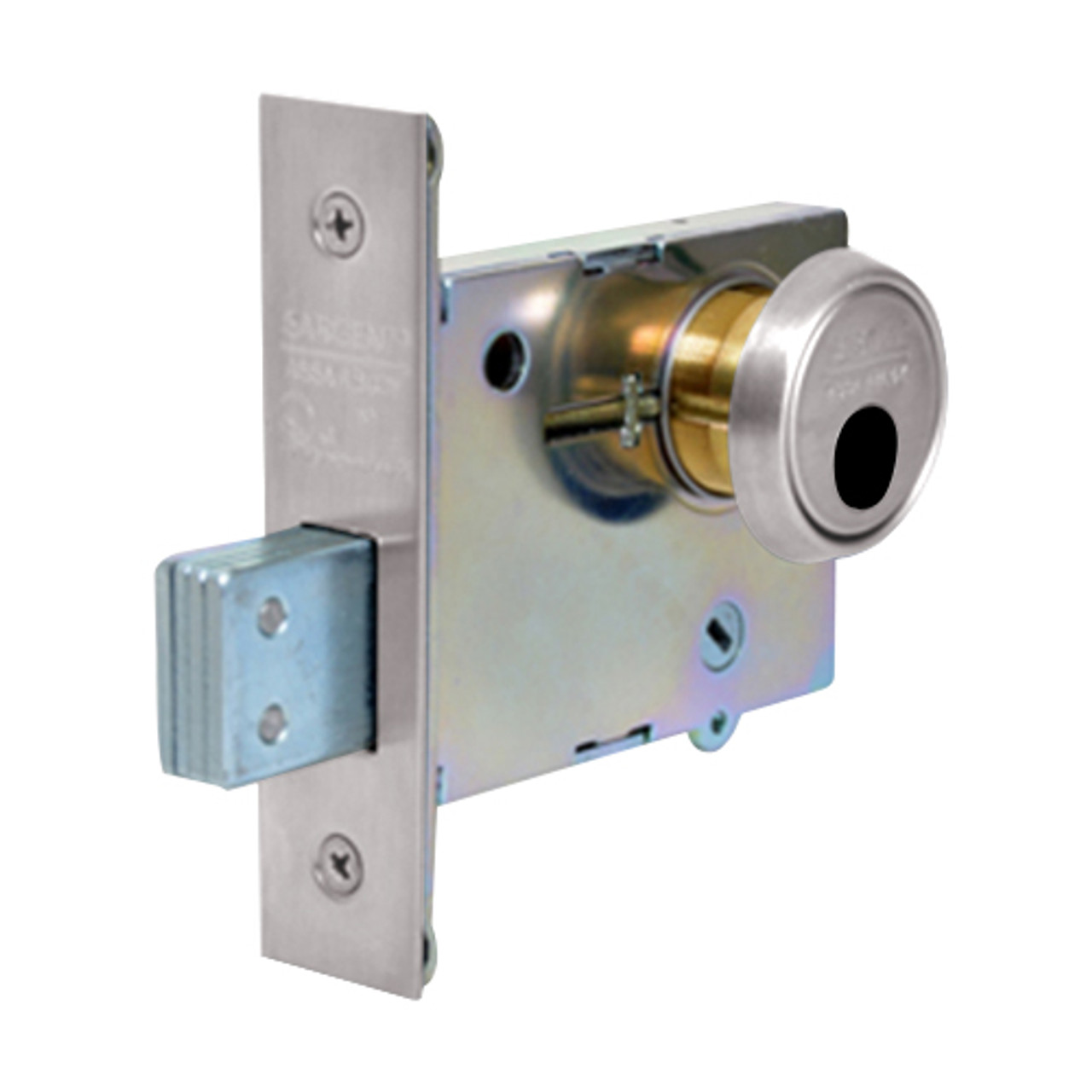 LC-4875-32 Sargent 4870 Series Single Cylinder Mortise Deadlock with Turn Lever Less Cylinder in Bright Stainless Steel