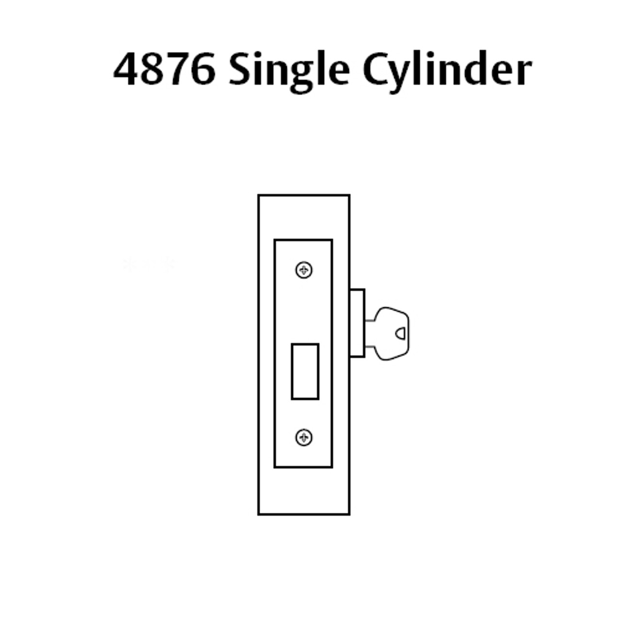 LC-4876-26 Sargent 4870 Series Single Cylinder Mortise Deadlock Less Cylinder in Bright Chrome