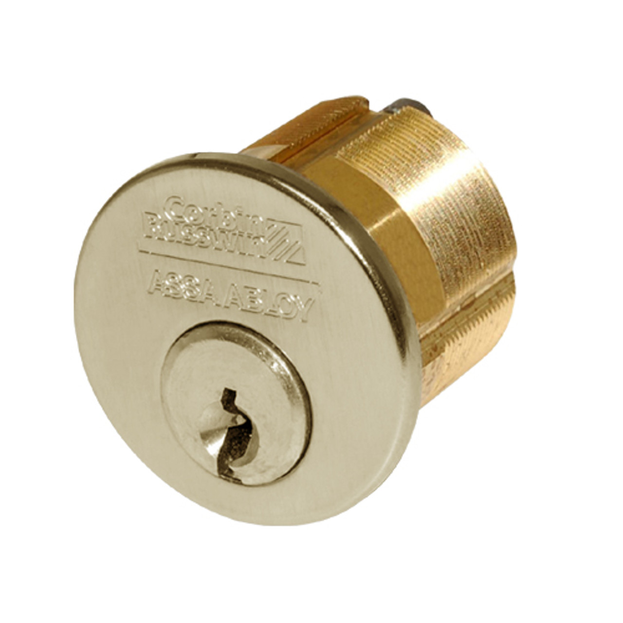 CR1000-138-A01-6-H6-606 Corbin Conventional Mortise Cylinder for Mortise Lock and DL3000 Deadlocks with Cloverleaf Cam in Satin Brass Finish
