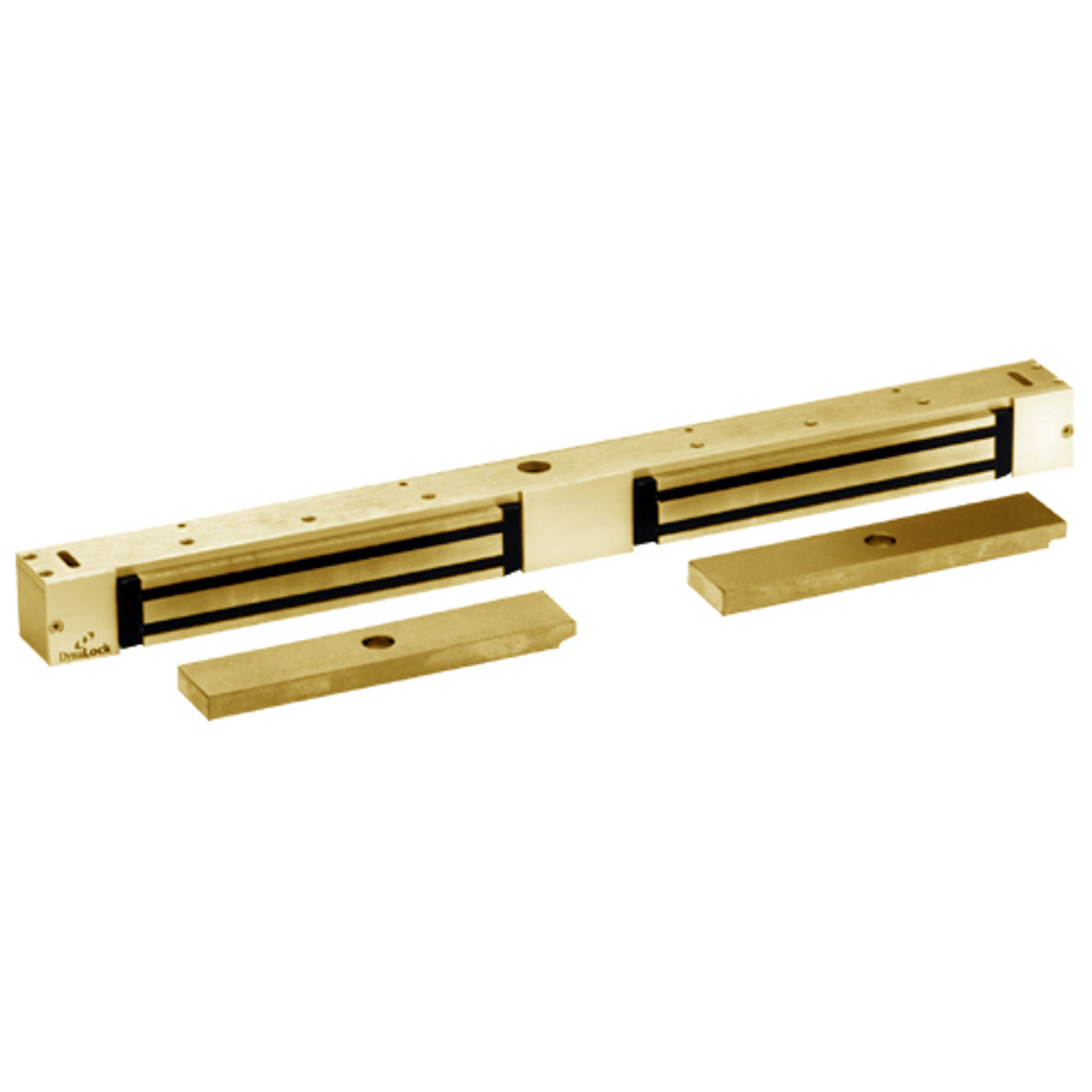 2268-20-US3-DYN2-LED2 DynaLock 2268 Series Double Classic Low Profile Electromagnetic Lock for Outswing Door with DYN and LED in Bright Brass