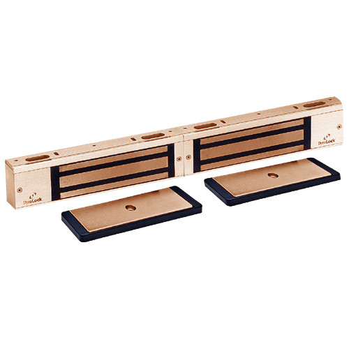 3002-US10-HSM2-LED2 DynaLock 3000 Series 1500 LBs Double Electromagnetic Lock for Outswing Door with HSM and LED in Satin Bronze