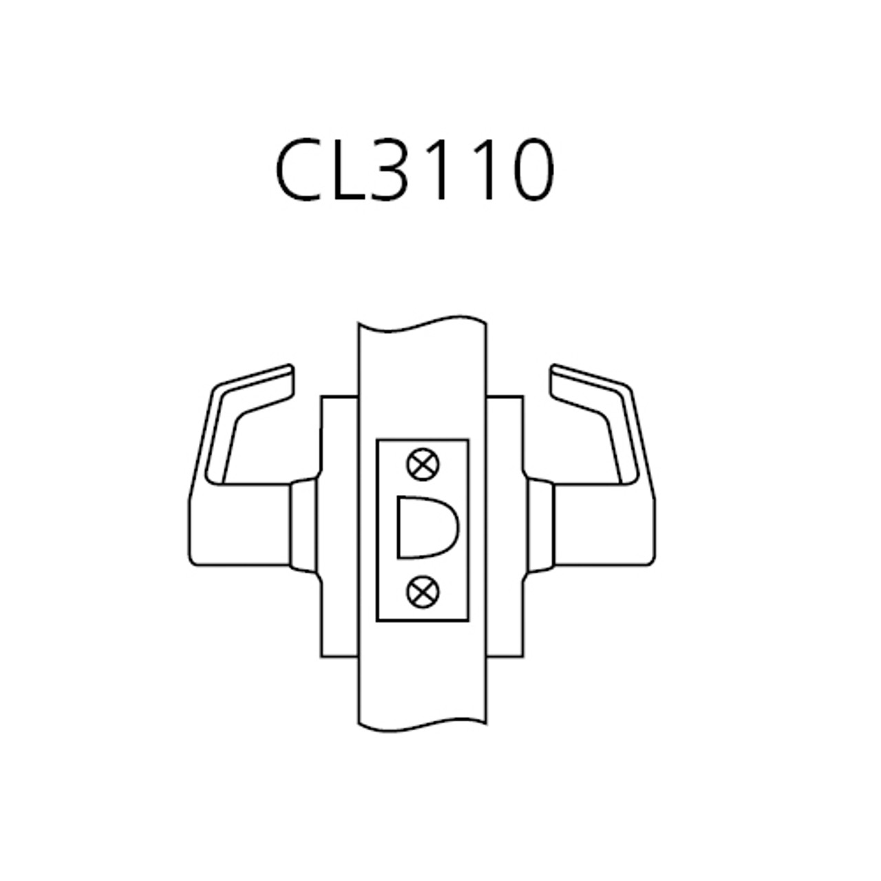 CL3110-NZD-626 Corbin CL3100 Series Vandal Resistant Passage Cylindrical Locksets with Newport Lever in Satin Chrome