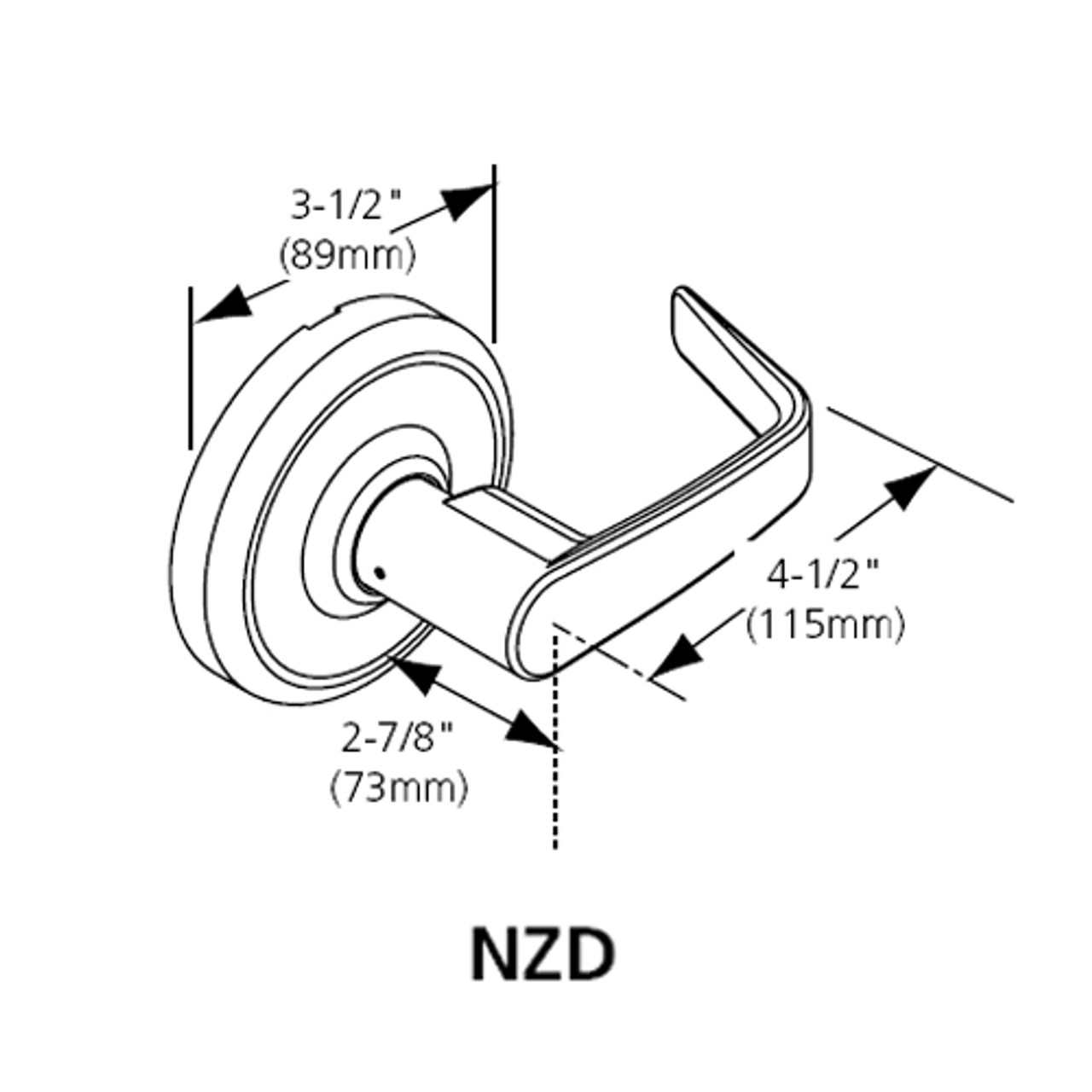 CL3110-NZD-619 Corbin CL3100 Series Vandal Resistant Passage Cylindrical Locksets with Newport Lever in Satin Nickel Plated