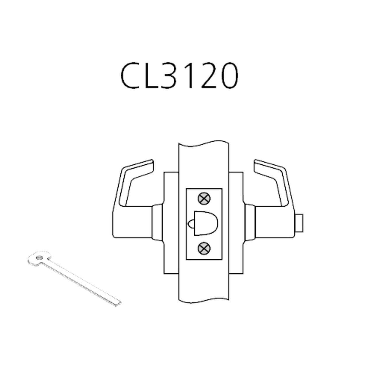 CL3120-NZD-619 Corbin CL3100 Series Vandal Resistant Privacy Cylindrical Locksets with Newport Lever in Satin Nickel Plated