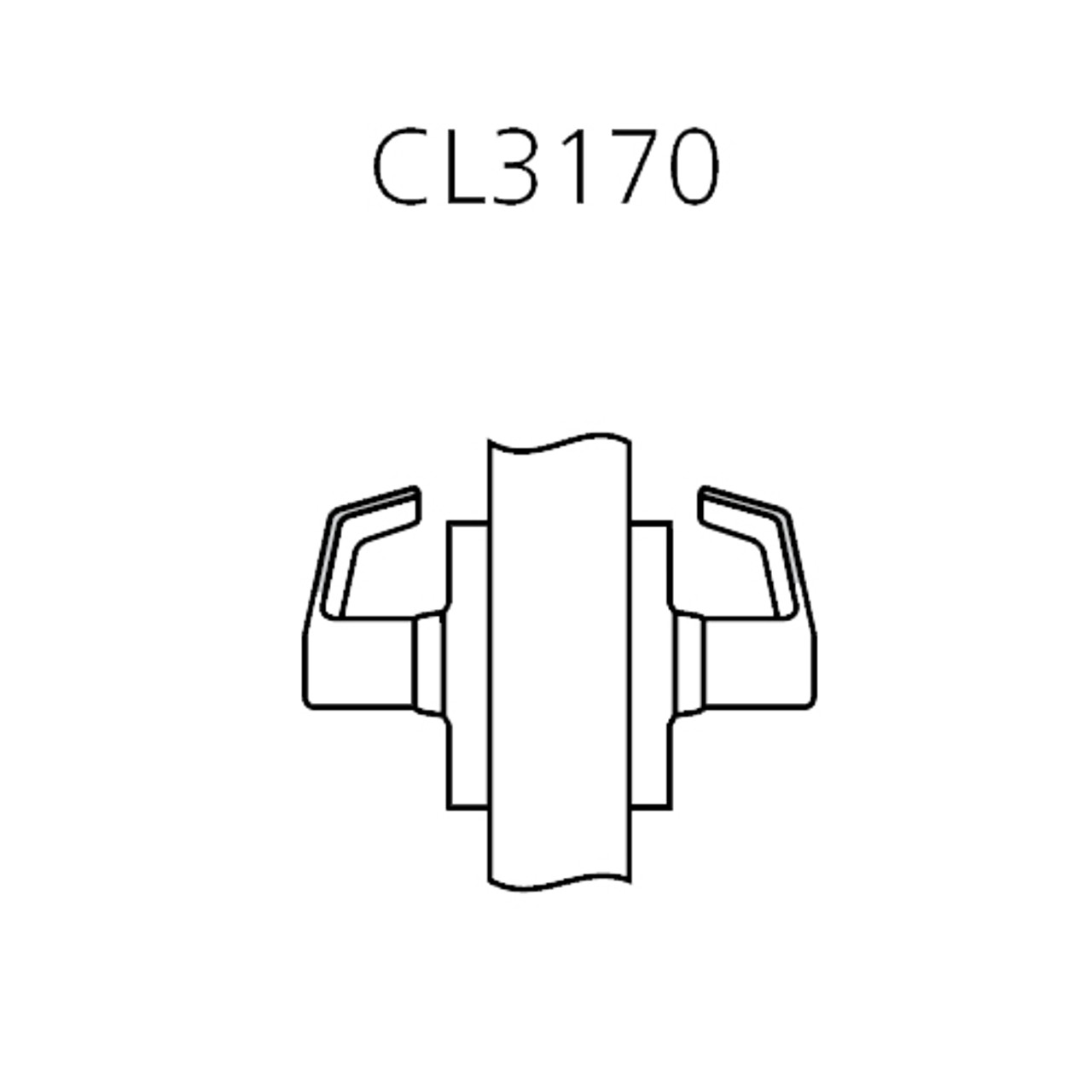 CL3170-NZD-626 Corbin CL3100 Series Vandal Resistant Full Dummy Cylindrical Locksets with Newport Lever in Satin Chrome