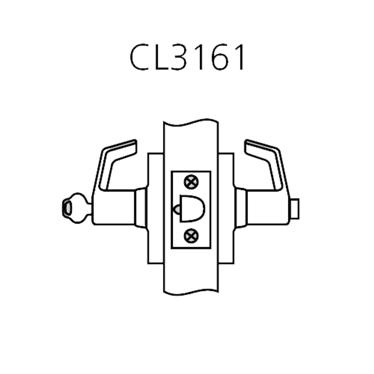CL3161-NZD-618 Corbin CL3100 Series Vandal Resistant Entrance Cylindrical Locksets with Newport Lever in Bright Nickel Plated