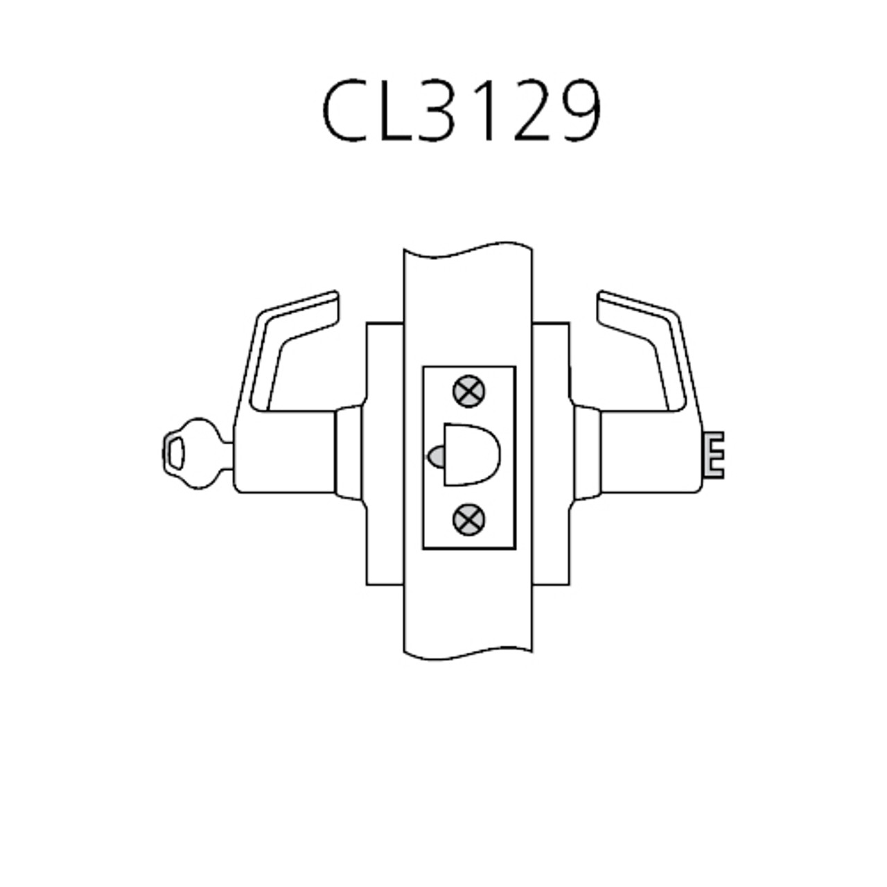 CL3129-NZD-605 Corbin CL3100 Series Vandal Resistant Hotel Cylindrical Locksets with Newport Lever in Bright Brass