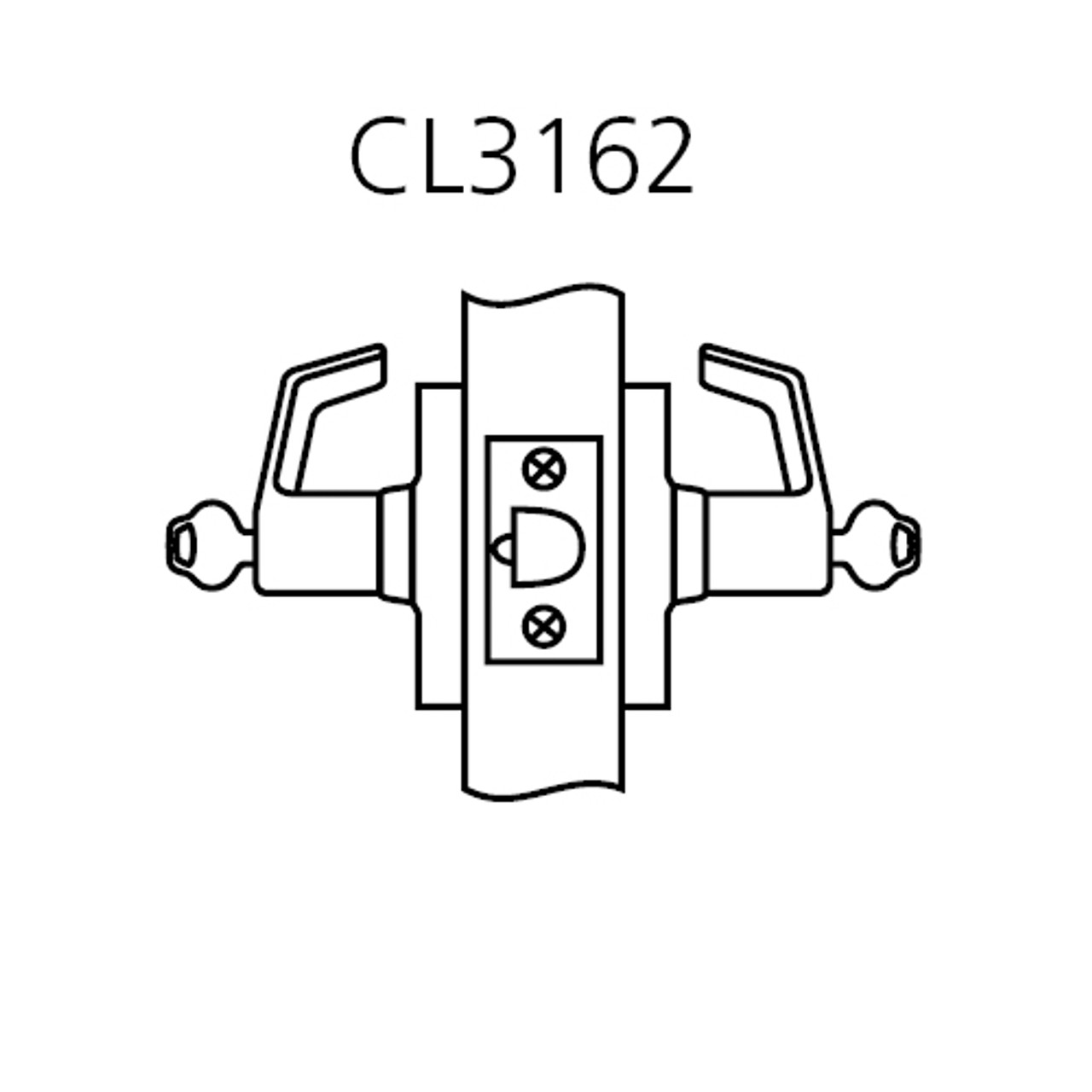 CL3152-NZD-619 Corbin CL3100 Series Vandal Resistant Classroom Intruder Cylindrical Locksets with Newport Lever in Satin Nickel Plated