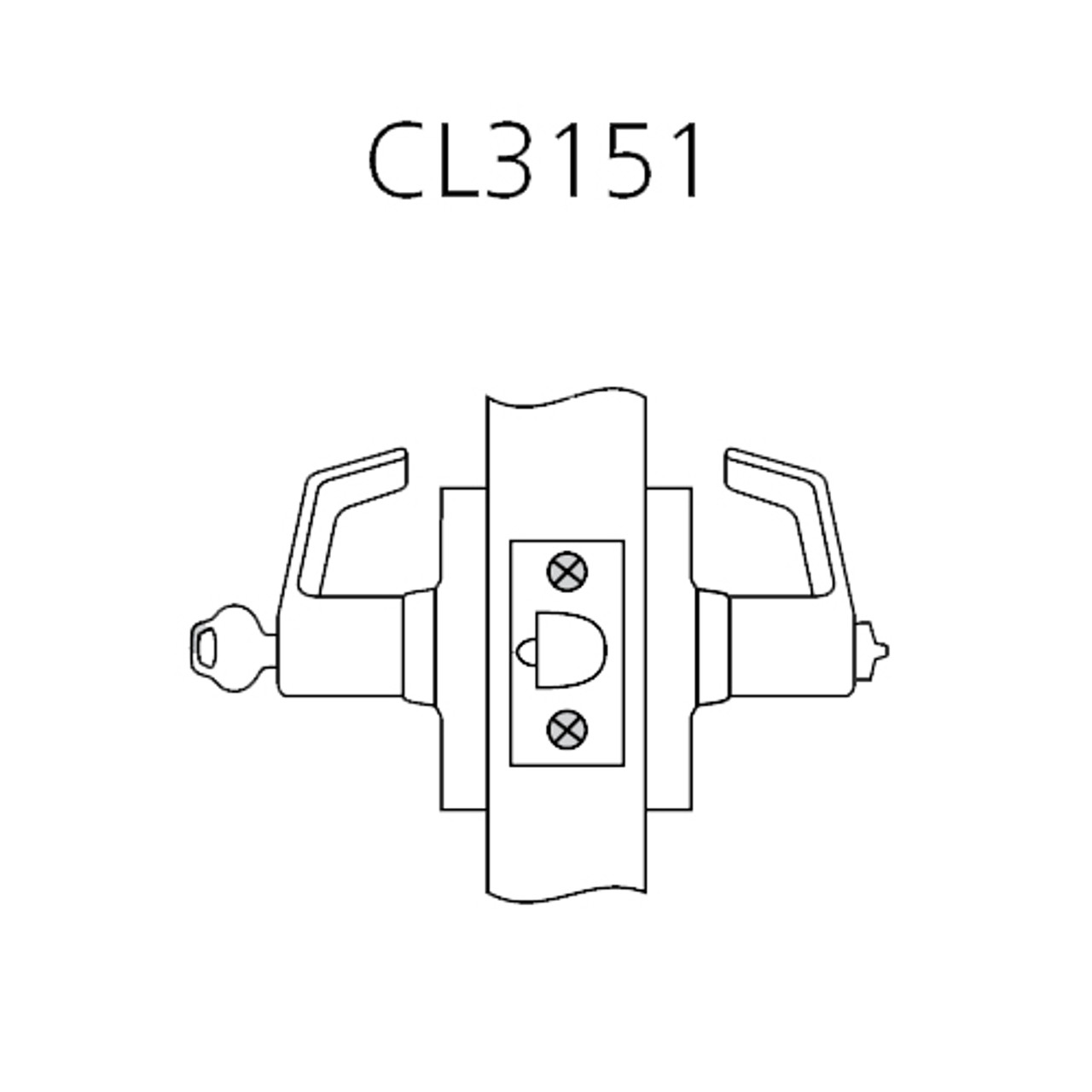 CL3151-NZD-606-LC Corbin CL3100 Series Vandal Resistant Less Cylinder Entrance Cylindrical Locksets with Newport Lever in Satin Brass