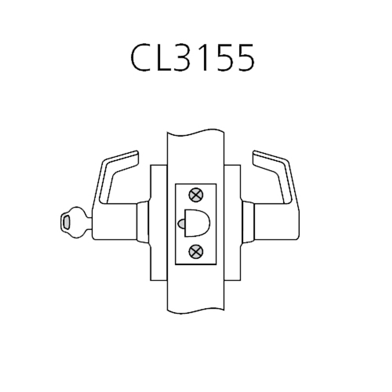 CL3157-NZD-618-LC Corbin CL3100 Series Vandal Resistant Less Cylinder Storeroom Cylindrical Locksets with Newport Lever in Bright Nickel Plated
