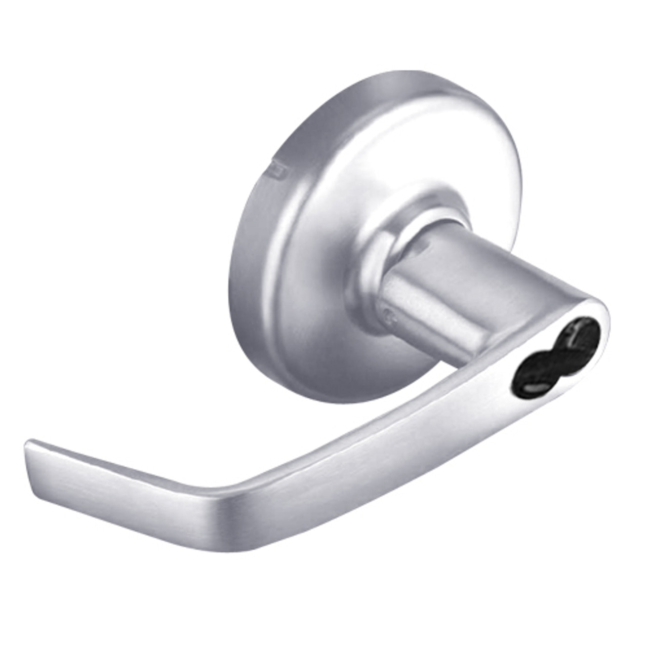CL3151-NZD-625-CL6 Corbin CL3100 Series Vandal Resistant 6-Pin Less IC Core Entrance Cylindrical Locksets with Newport Lever in Bright Chrome Finish