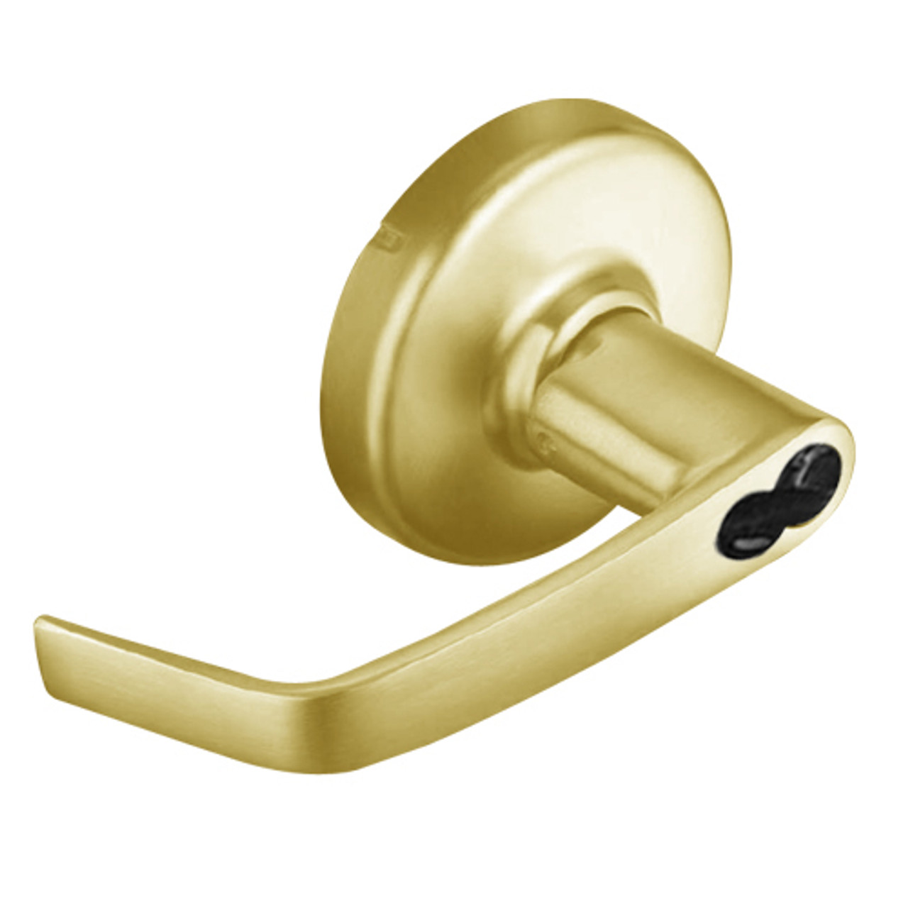 CL3155-NZD-605-CL6 Corbin CL3100 Series Vandal Resistant 6-Pin Less IC Core Classroom Cylindrical Locksets with Newport Lever in Bright Brass Finish