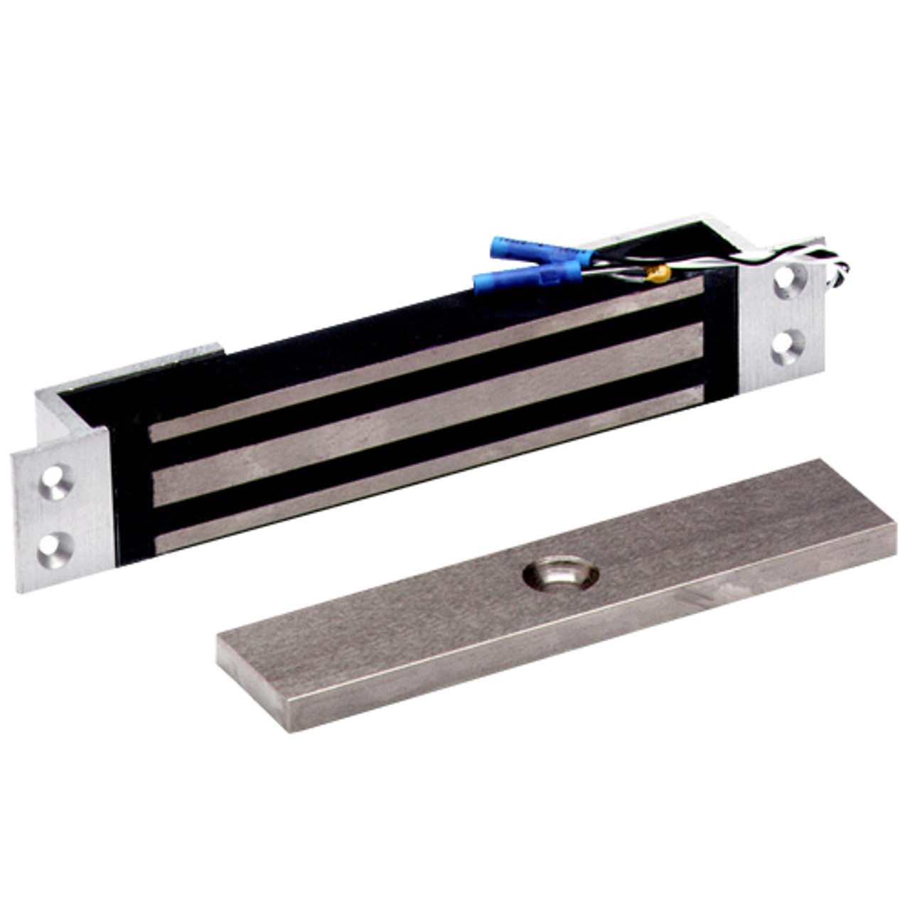 2600-MB-US28 DynaLock 2600 Series 650 LBs Single Mortise Mini Electromagnetic Lock with Mounting Brackets in Satin Aluminum
