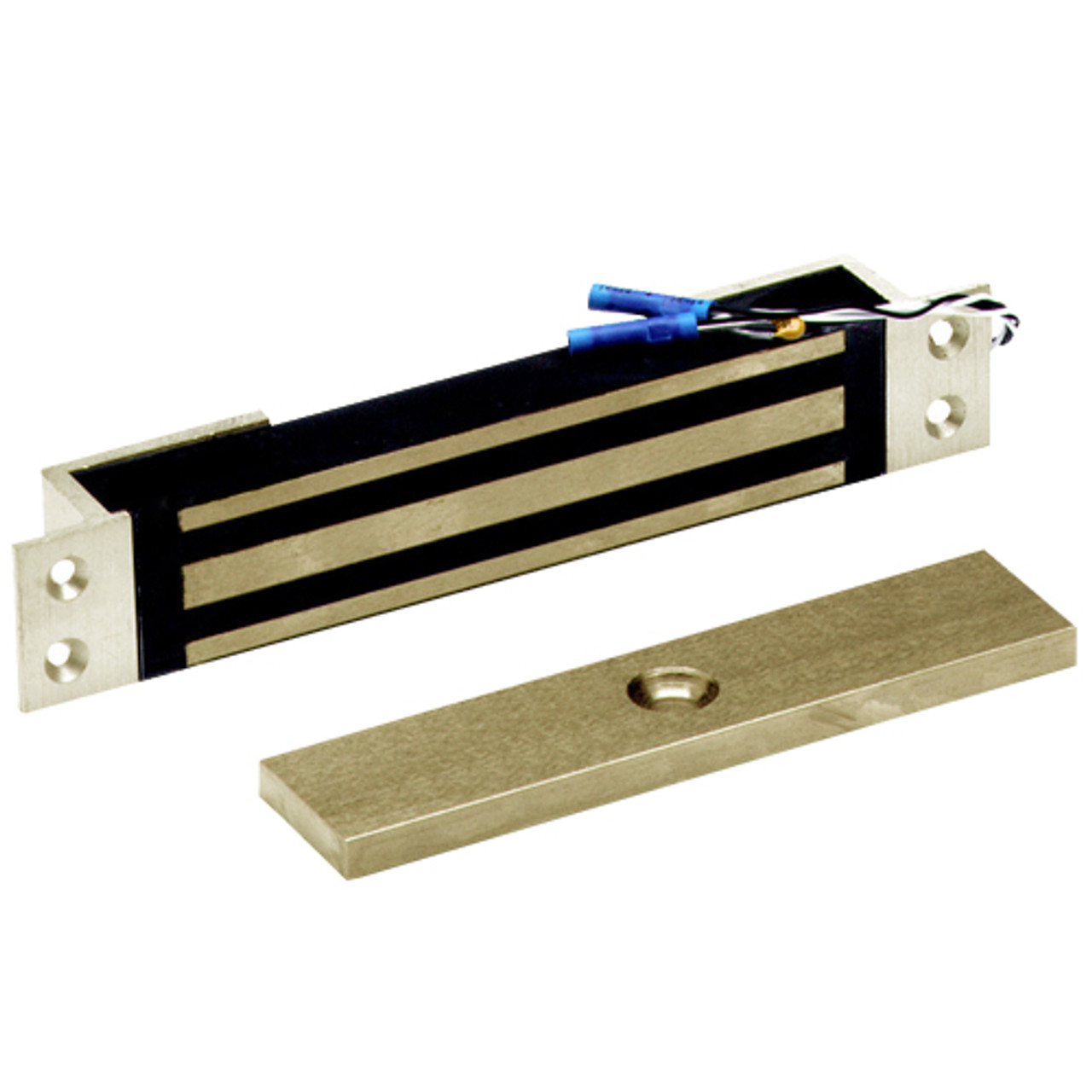 2600-MB-US4 DynaLock 2600 Series 650 LBs Single Mortise Mini Electromagnetic Lock with Mounting Brackets in Satin Brass